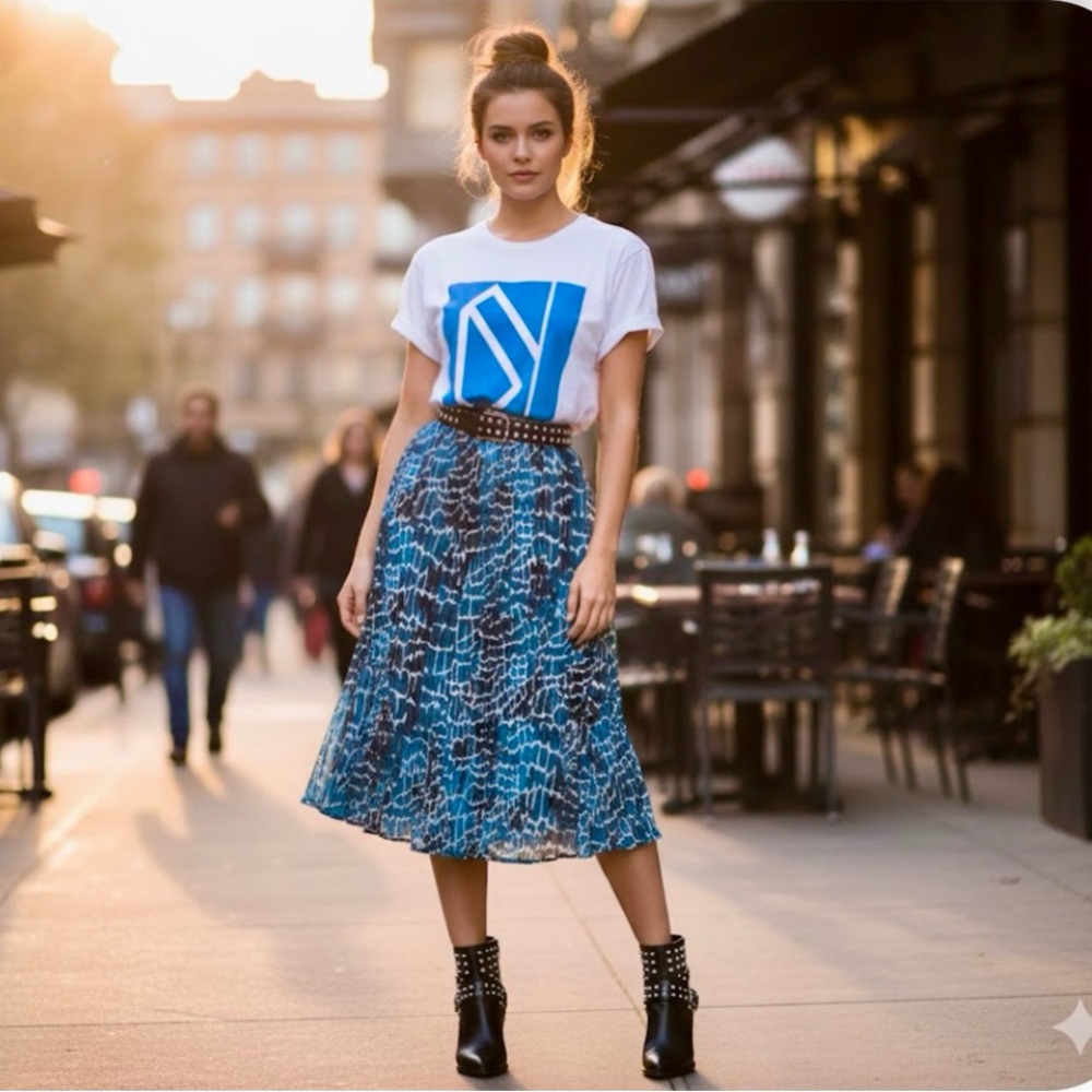 Stylish Blue and White Women's Skirt